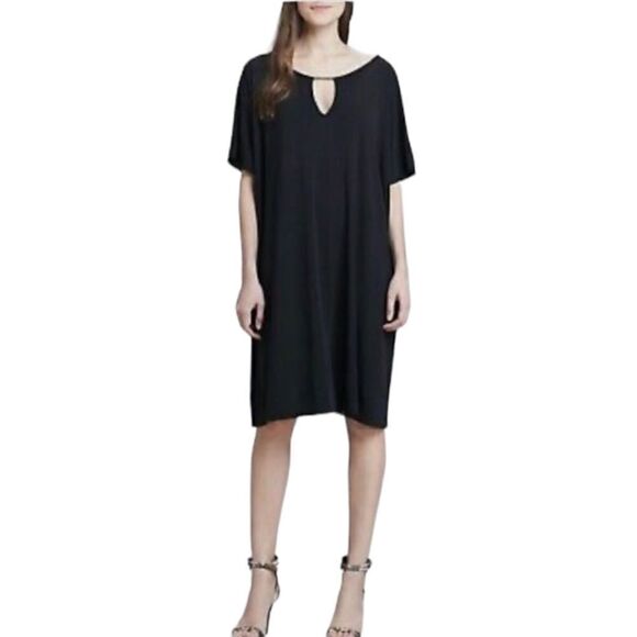 Diane Von Furstenberg Beonica Black Jersey Shift Dress Medium - Picture 1 of 9